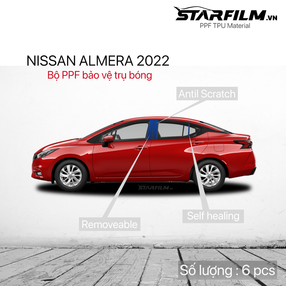 Nissan Almera 2022 PPF TPU trụ bóng chống xước tự hồi phục
