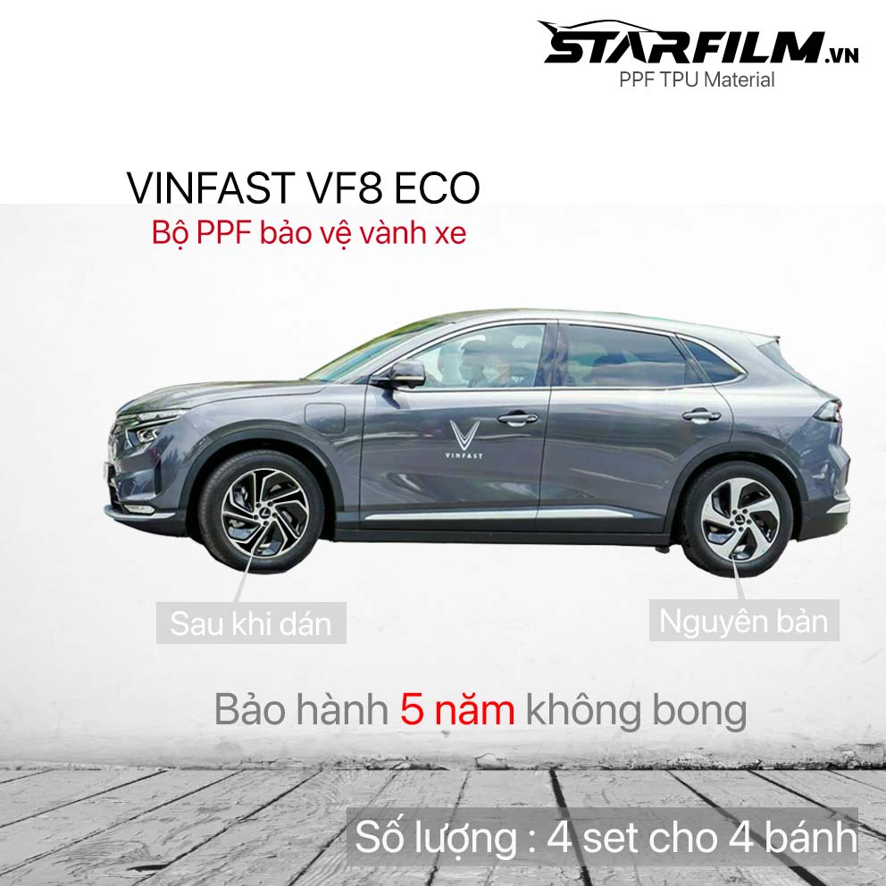 VINFAST VF8 Bộ PPF dán vành xe cho bản ECO STARFILM