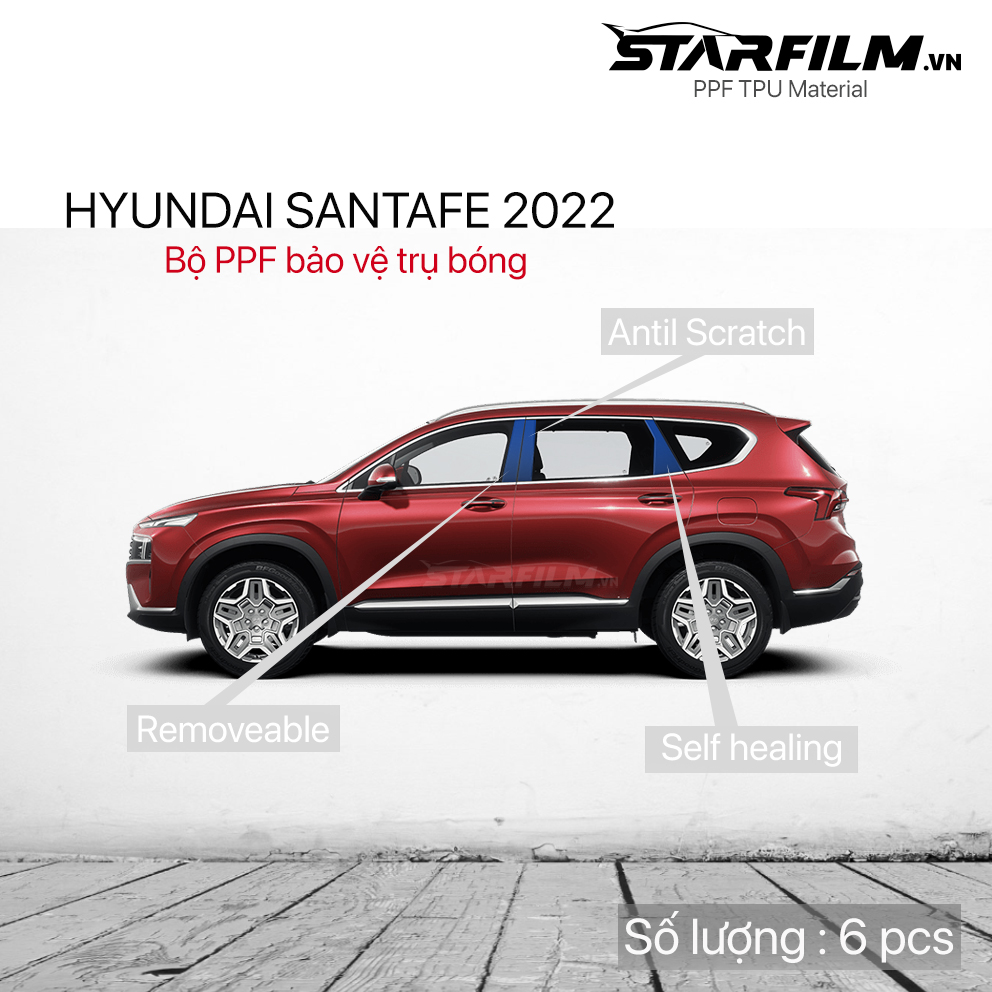 Bộ PPF bảo vệ chống xước trụ bóng STARFILM cho Hyundai Santafe 2022