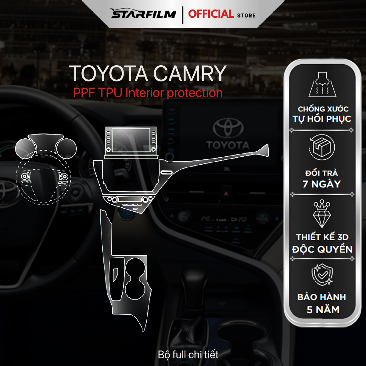 Toyota Camry 2.0 Q PPF TPU bảo vệ nội thất STARFILM