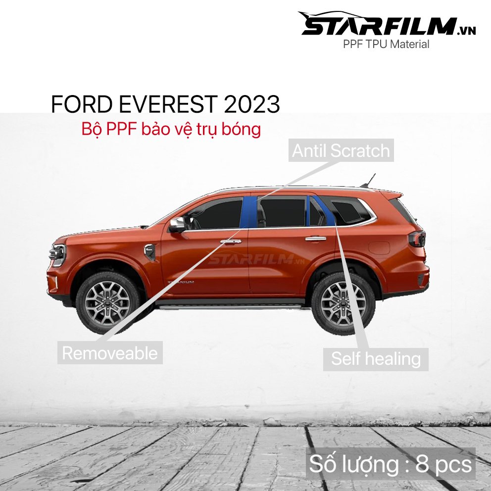 Ford Everest 2023 PPF TPU trụ bóng chống xước tự hồi phục