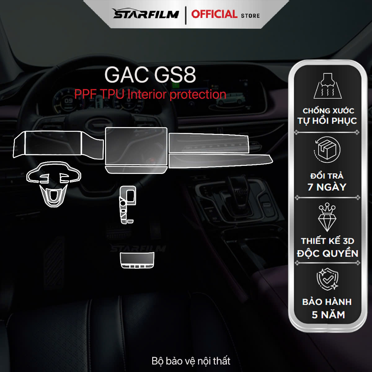 GAC GS8 PPF TPU chống xước tự hồi phục STARFILM